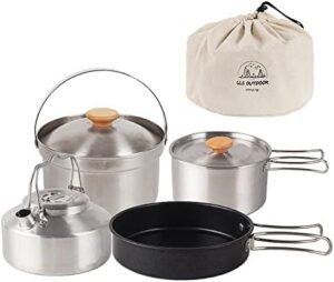 Portable Stainless Steel Camping Cookware Utensils Survival Equipment Camping Accessories Kits Easy to Use