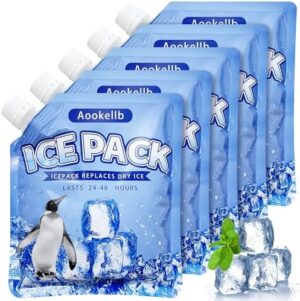 2024 Reusable Ice Packs for Cooler, Aookellb Long Lasting Gel Freezer Packs for Coolers, Cold Packs for Cooler Bag Backpacks, Lunch Box, Cooler Bag, Keeps Food Cold Fresh