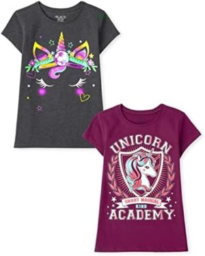 The Children's Place Girls' Unicorn Short Sleeve Graphic T-shirts, Multipacks