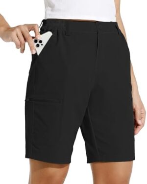 Willit Women's 10" Hiking Cargo Shorts Stretch Golf Active Long Shorts Quick Dry Outdoor Summer Shorts