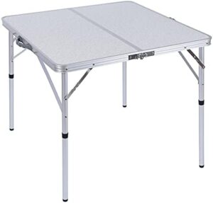 REDCAMP 32" Square Folding Camping Table with Adjustable Heights Legs, Lightweight Portable Aluminum Fold in Half Small Card Tables Bridge Tables for Outdoor Picnic, White