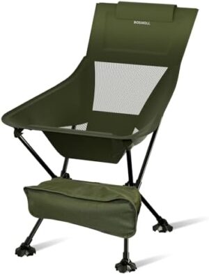 Camping Chairs, Folding Camping Chair with Storage bag and Anti-slip Foots, Portable Chair for adults and kids, Backpack Chair for Outside Camping, Beach, Lawn, Travel and Sports (Green)