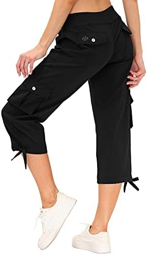 MoFiz Women's Cargo Capris Hiking Pants Lightweight Quick Dry Outdoor Athletic Travel Casual Loose Comfy Cute Pockets