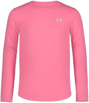 Under Armour Girls' Outdoor Long Sleeve Tee, Stylish Crew Neckline, Logo & Printed Designs, UPF 50+