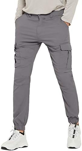 PULI Men's Lightweight Hiking Travel Pants, Slim Fit Stretch Joggers, Waterproof Quick Dry Outdoor Pants with Pockets