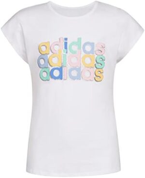 adidas Girls' Cap Sleeve Novelty Logo Tee