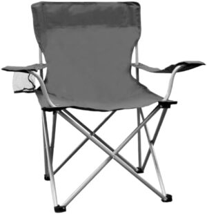 The Weather Station Camping, Lightweight and Portable Outdoor Folding Tailgate Quad Chair with Cup Holder and Armrests, Gray