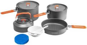 Fire-Maple Feast 4 Piece Camping Cookware Cookware Cookware Kit Outdoor Cookware Set with Pots, Kettle, Saucepans and Spatula for Hiking Fishing Picnic