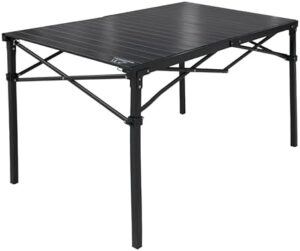 Heavy-Duty Roll-Top Table for Camping (Large) - Portable Aluminum-Top Folding Table with Steel Frame by Caddis Sports, Inc.