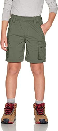 CQR Kids Youth Pull on Cargo Shorts, Outdoor Camping Hiking Shorts, Lightweight Elastic Waist Athletic Short with Pockets