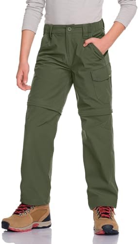 CQR Kids Youth Hiking Cargo Pants, UPF 50+ Quick Dry Convertible Zip Off Pants, Outdoor Camping Pants