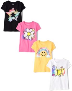 The Childrens Place Girls Kindness, Love, Equality Short Sleeve Graphic T Shirts Multipacks