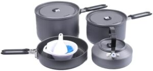 Fire-Maple Feast 4 Piece Camping Cookware Cookware Cookware Kit Outdoor Cookware Set with Pots, Kettle, Saucepans and Spatula for Hiking Fishing Picnic