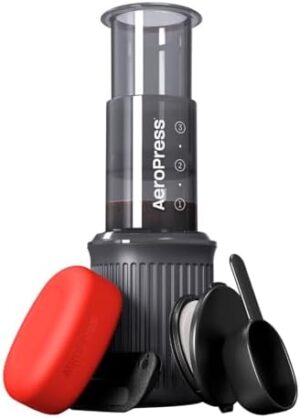 AeroPress Go Travel Coffee Press Kit - 3 in 1 brew method combines French Press, Pourover, Espresso - Full bodied coffee without grit or bitterness - Small portable coffee maker for camping & travel