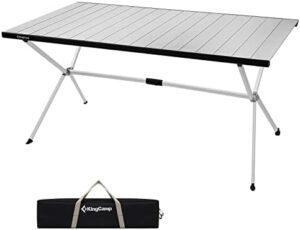 KingCamp Camping Table Roll up Aluminum Folding Table Lightweight Large Portable Foldable Camp Table for Picnic Camping Barbecue Backyard Beach Tailgate Indoor Outdoor, 4-6 Person, Support 176lbs