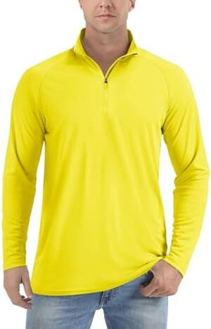 TACVASEN Men's UPF 50+ Shirts 1/4 Zip Up Sun Protection Long Sleeve Rash Guard Outdoor Hiking Fishing Running Shirts