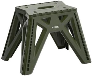 Folding Step Stool for Adults Portable, Plastic Small Collapsible Stool, 9.25" Height Foldable Step Stool, Lightweight Stepping Chair for Camping Fishing Traveling BBQ (Green Small)