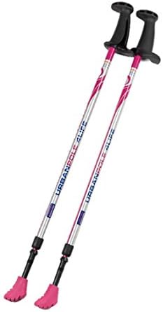 Urban Poling - Urban Poles 4Life - Lightweight, Aluminum Nordic Walking Sticks - Pink & Silver - 1 Pair – for Users 4'2"–6'2" - Collapsible & Adjustable Hiking Gear