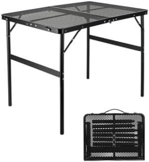 Camping Table 3FT Grill Table Foldable Folding Table Picnic Portable Stand Mesh 2 Height Adjustable Outdoor Card BBQ RV Black 35.5×23.6 ×26 inch