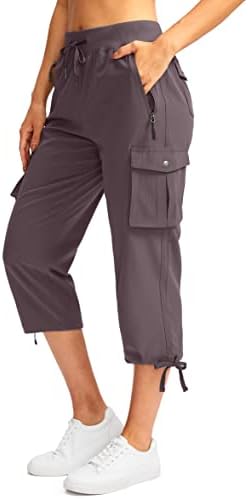 Soothfeel Women's Cargo Capris Pants with 6 Pockets Lightweight Quick Dry Travel Hiking Summer Pants for Women Casual