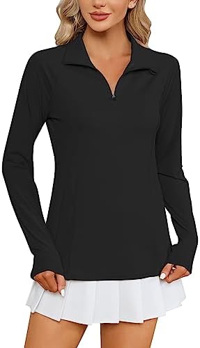 LOMON Women Long Sleeve Shirts Sun Protection 1/4 Zip Summer Quick Dry Hiking Shirts Quarter Zip Pullover for Women