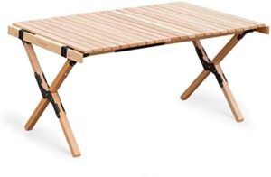 S'more Folding Picnic Table, Portable Camping Table with Carry Bag, Wood Outdoor Table for Picnic, Camping, Travel, Party, Beach, Garden, Patio, gailgating, BBQ,Easy to Assembly (M Size-90cm)