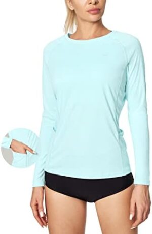 IUGA Rash Guard for Women UPF 50+ SPF & UV Protection Clothing Long Sleeve Shirts for Women with Pockets Hiking Swim Shirt