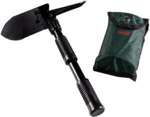 Coleman Backpacking Folding Shovel & Pick, Steel Folding Spade with Serrated Edge & Carry Case, Great for Camping, Fire Pits, Emergencies, Backyard, & More