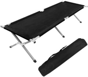 YSSOA Folding Camping Cot with Storage Bag for Adults, Portable and Lightweight Sleeping Bed for Outdoor Traveling, Hiking, Easy to Set up (Color: Black)