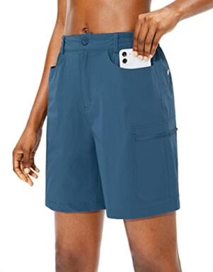 Viodia Women's 6" Hiking Golf Shorts with Zipper Pockets Quick dry Stretch Cargo Shorts for Women Casual Summer