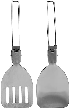 Foldable Spatula,304 Stainless Steel Turner Latch Design Folding Cooking Spatula Metal Folding Frying Pan Spatula for Outdoor Camping Picnic Equipment,2 Pack