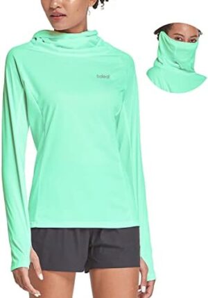 BALEAF Women's Long Sleeve Rash Guard with Face Cover UPF 50+ Swim Shirts Sun Hoddie Lightweight Quick Dry Hiking Tops