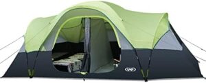 UNP Camping Tent 10-Person-Family Tents, Parties, Music Festival Tent, Big, Easy Up, 5 Large Mesh Windows, Double Layer, 2 Room, Waterproof, Weather Resistant, 18ft x 9ft x78in