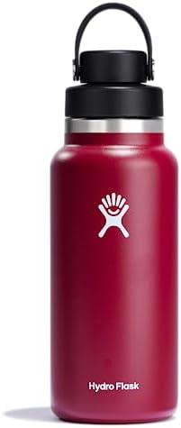 HYDRO FLASK Wide Mouth Chug Cap vacuum insulated stainless steel water bottle with leakproof closeable lid for cold water drinks, sports, travel, car and school