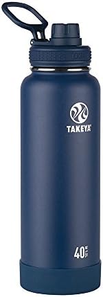 Takeya Actives 40 oz Vacuum Insulated Stainless Steel Water Bottle with Spout Lid, Premium Quality, Midnight Blue