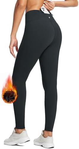 BALEAF Women's Fleece Lined Leggings Water Resistant Thermal Winter Warm Tights High Waisted with Pockets Running Gear