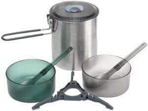 Fire Maple Antarcti Duo Cook Set | 1.2L Stainless Steel Camping Cookware Set | Foldable Camp Mess Kit with Utensils | Outdoor Camping Pot (Canister NOT Included)