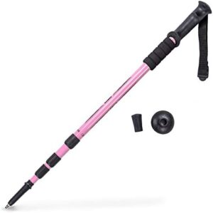 Trekking Pole & Walking Staff | Strong, Lightweight Aluminum | Extends up to 53" Collapses down to 23" | All-terrain: Interchangeable Carbonite Ice Pick Tip, Rubber Asphalt Tip, and Snow Cap