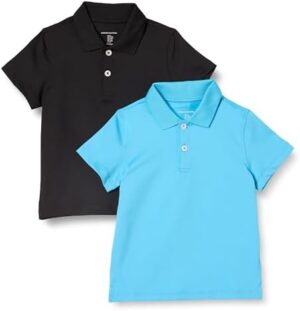 Amazon Essentials Boys and Toddlers' Active Performance Polo Shirts, Pack of 2