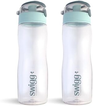 1 BPA Free Sports Water Bottles for School Gym Bicycle Car - Leak Proof Sports Waterbottles - See Through Reusable Clear Water Bottle botella de agua Made of Tritan Plastic Refillable 24oz