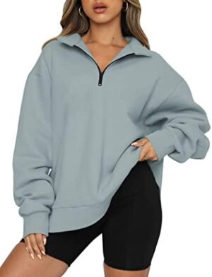 Trendy Queen Womens Oversized Sweatshirts Hoodies Half Zip Pullover Fall Fashion Outfits 2024 Y2k Clothes