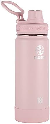 Takeya Actives 18 oz Vacuum Insulated Stainless Steel Water Bottle with Spout Lid, Premium Quality, Blush