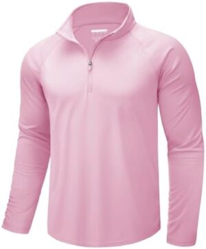 CRYSULLY Men's UPF 50+ Fishing Shirts Long Sleeve Sun Protection Hiking 1/4 Zip Tops