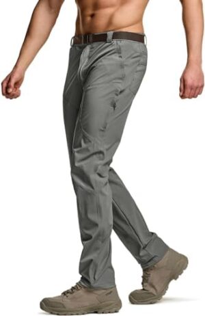 CQR Men's Vent Stretch Pants, Cool Dry Lightweight Casual Cargo Pants, Water Resistant Straight-Fit Utility Work Pants