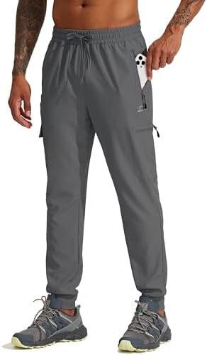 Willit Men's Hiking Joggers Travel Athletic Pants Lightweight Quick Dry Outdoor Running Pants with Zipper Pockets