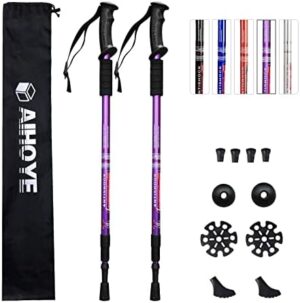 Aihoye Hiking Trekking Poles, 2 Pack Collapsible,Lightweight, Anti Shock, Hiking or Walking Sticks,Adjustable Hiking Pole for Men and Women