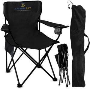 YASA SKY Compact & Portable Camping Chair, Ultra-Lightweight - Enjoy Optimal Comfort & Support for All Your Outdoor Adventures with This carbon steel tube Camping Furniture! (BLACK)