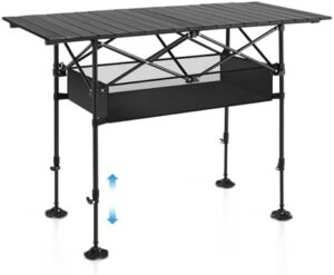 ALPHA CAMP Camping Table Folding Outdoor Table with Adjustable Height, Large Storage Bag and Carrying Bag, Portable Aluminum Table for Indoor & Outdoor Picnic BBQ Backyards Beach