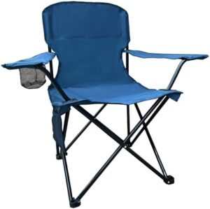 Beach Camp Cup Holder, Storage Pocket, Waterproof Bag Outdoor Arm Chair, Supports 225LBS, Cyan