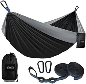 Kootek Camping Hammock, Camping Essentials, Lightweight Portable Double & Single Hammock with Tree Straps, Camping Gear for Outside Hiking Camping Beach Backpack Travel